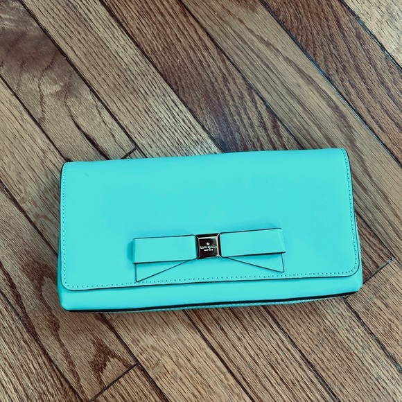 Kate Spade Montford Park Leather Keira Clutch, Giverny Blue, 9.5” x 5”x 1” - Picture 2 of 7